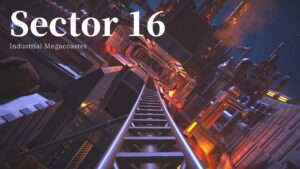 荒れ果てたサイバーパンクの未来都市を走るジェットコースター「Sector 16」に乗る プラネットコースター Ride the「Sector 16」POV at Planet Coaster